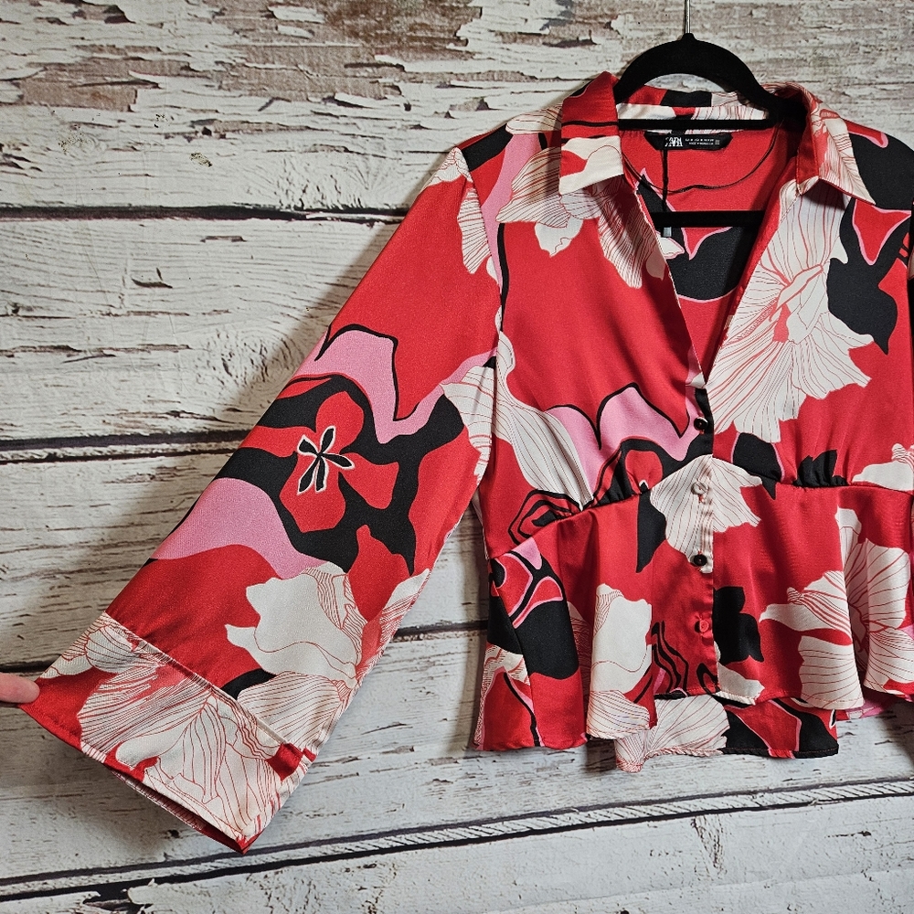 Zara kimono floral blouse - Picture 4 of 14